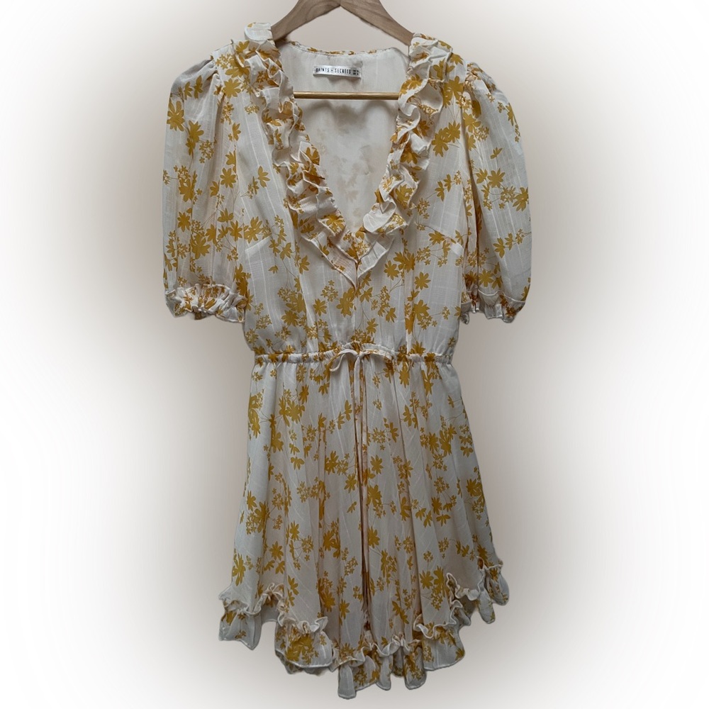 Saints + Secrets Women’s Mini Floral Dress Size:S Yellow/White